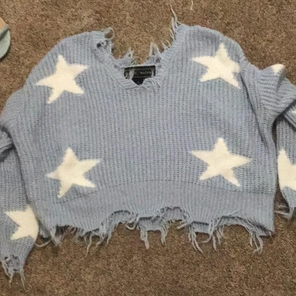 Blue and white sweater